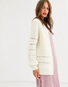 Asos Design Premium Stitch Detail Cardigan-cream