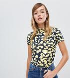 Monki Leopard Print High Neck T-shirt - Multi