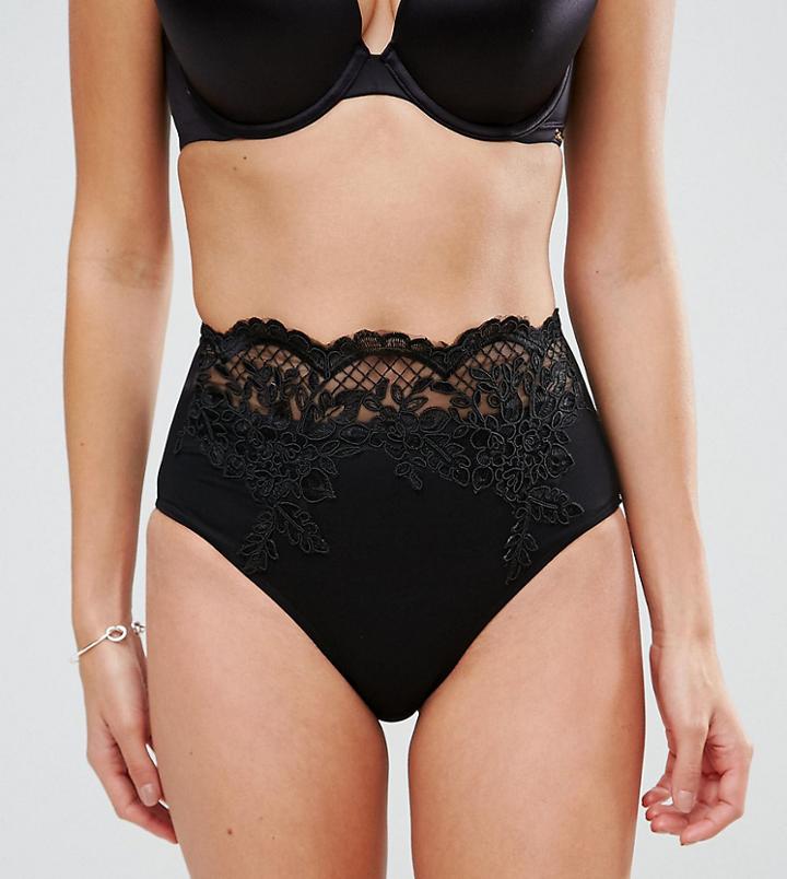 Asos Fuller Bust Exclusive Premium Lace Applique High Waist Bikini Bottom - Black