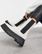 Public Desire Nature Quilted Chunky Boots In Bone-white