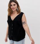 Asos Design Curve Button Through Tank In Crinkle - White