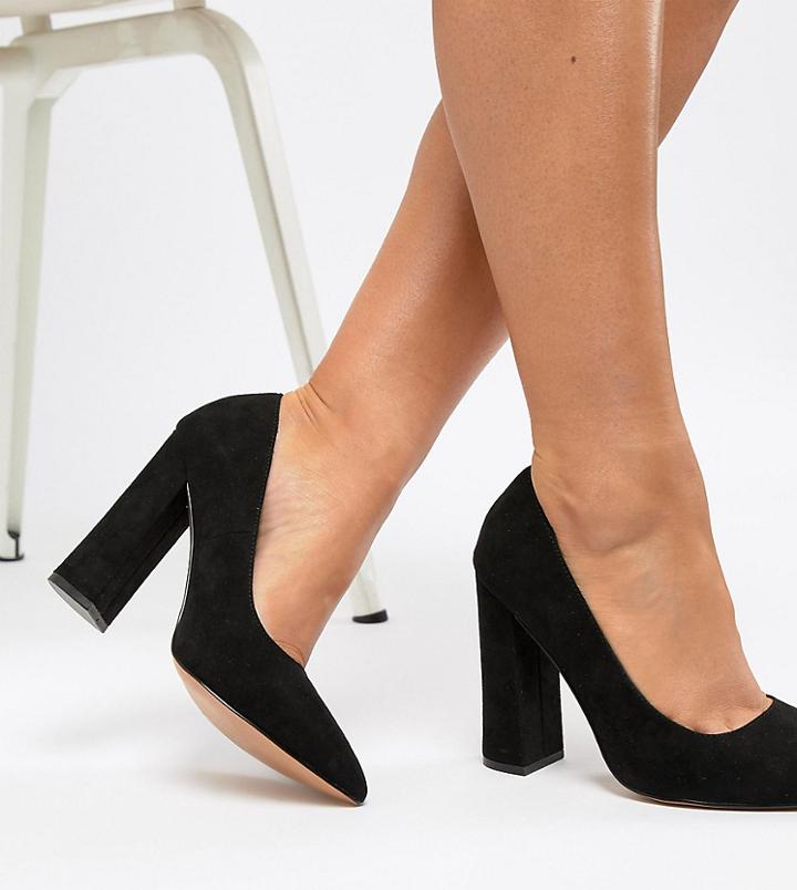 Asos Design Wide Fit Palmer Pointed High Heeled Pumps In Black
