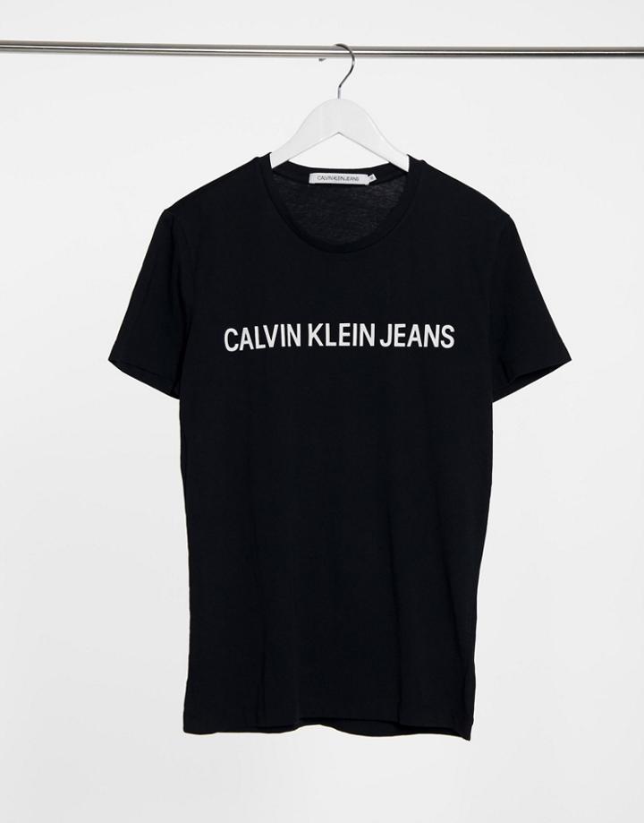 Calvin Klein Jeans Institutional Script Logo T-shirt Slim Fit Black