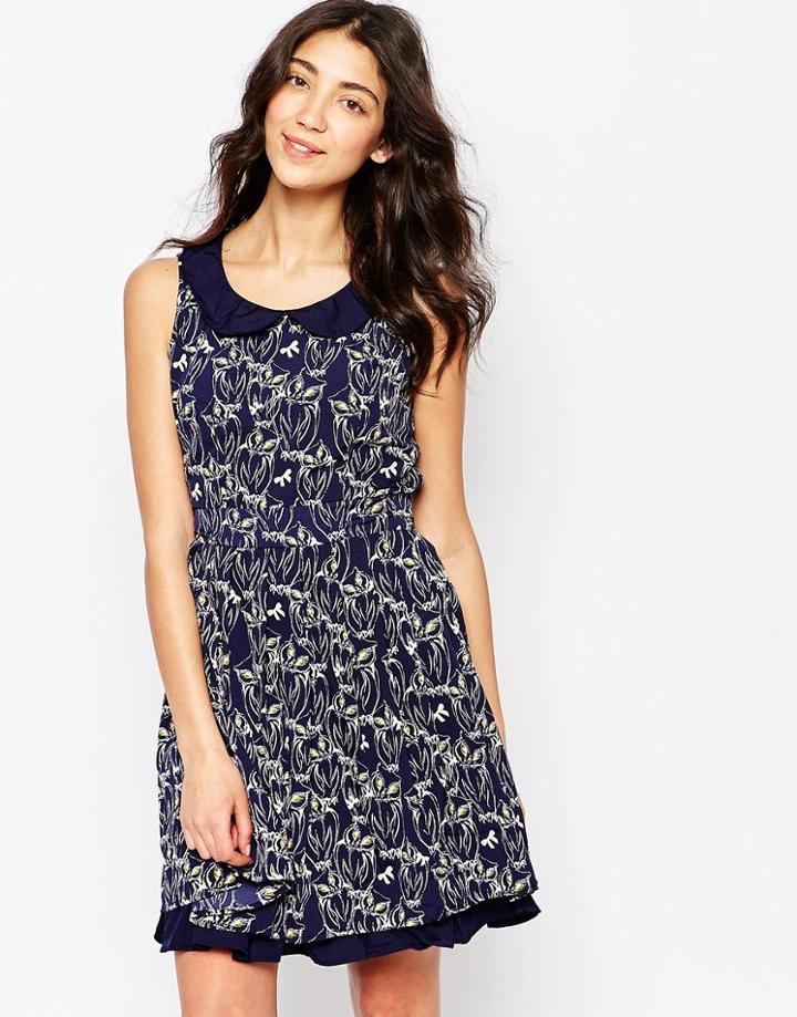 Yumi Owl Print Dress - Navy