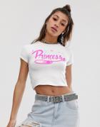 O Mighty 90's T-shirt With Oversized Princess Graphic-white