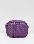New Look Quilted Cross Body Bag In Purple - Purple