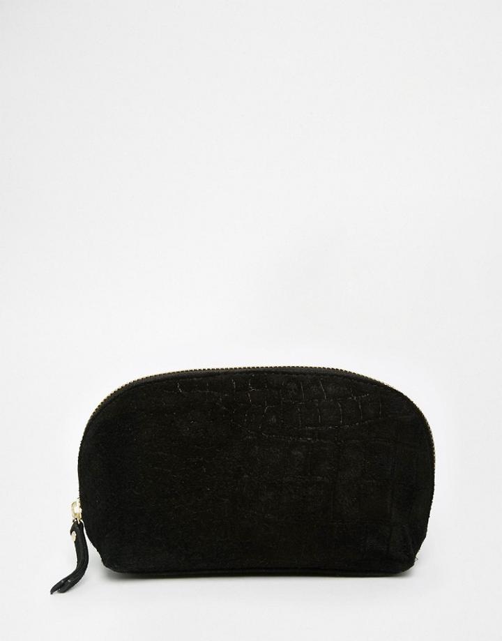 Warehouse Suede Makeup Bag - Black