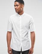 Asos Perforated Shirt In White With Button Down Collar In Regular Fit - White
