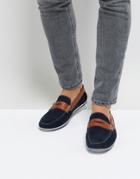 Silver Street Contrast Loafers In Navy - Blue