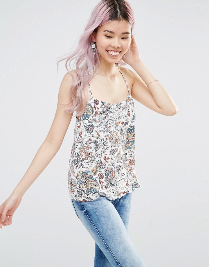 Only Ditsy Print Strappy Camisole Top - Whitecap Gray
