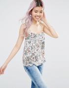 Only Ditsy Print Strappy Camisole Top - Whitecap Gray