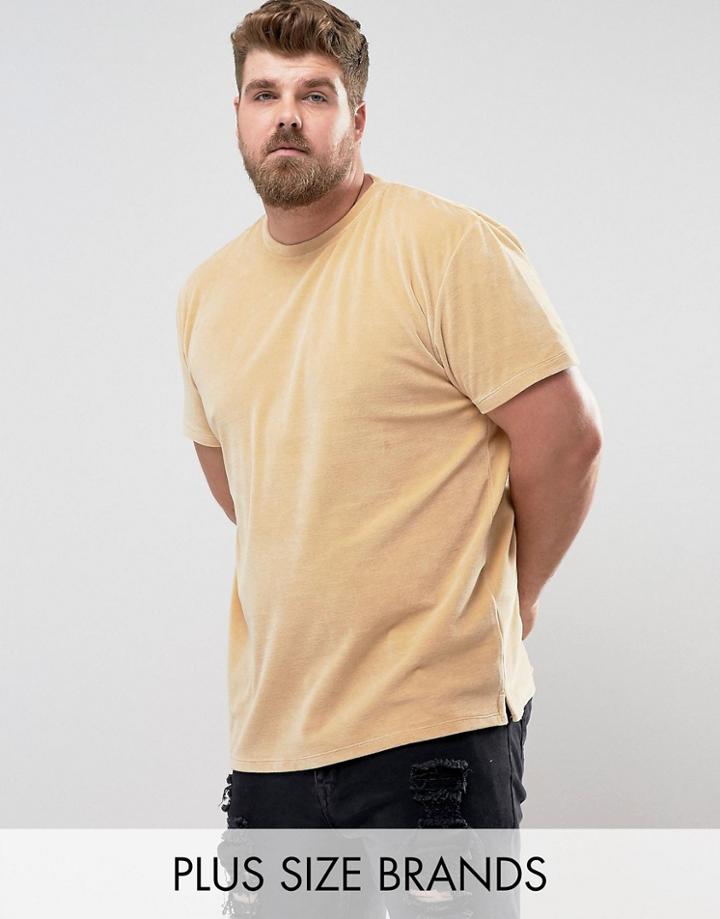Zeffer Plus Oversized Velour T-shirt - Tan