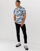 Soul Star Short Sleeve Tropical Flamingo Revere Shirt-white