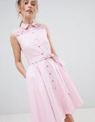 Closet London Belted Shirt Dress - Pink