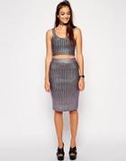 Asos Co-ord Knit Skirt In Metallic Foil Print - Lilac