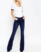 Asos Bell Flare Jeans In Deep Blue - Blue