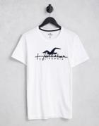 Hollister Large Front Vertical Logo T-shirt In White