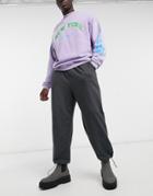 Asos Design Super Oversized Sweatpants With Toggle Hem In Charcoal Heather-grey