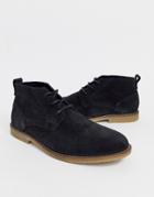 River Island Suede Desert Boots In Black - Black