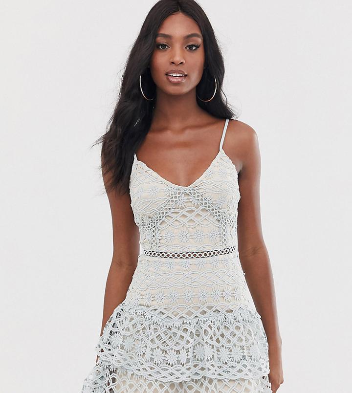 Parisian Tall Cami Strap Lace Tiered Dress - White