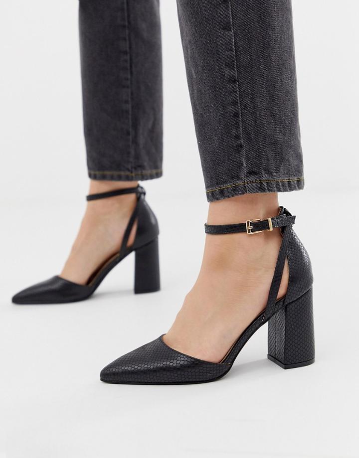 Raid Katy Black Snake Heeled Shoes