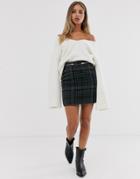Asos Design Check Mini Skirt With Double Zip - Multi
