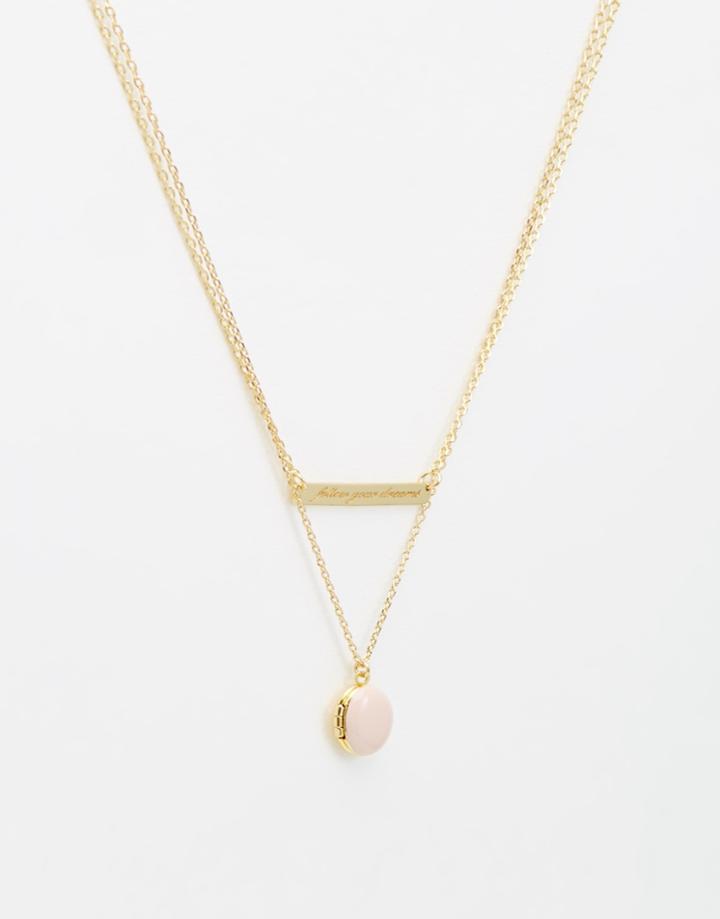 Orelia Dreams Locket Two Row Necklace - Pale Gold