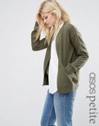 Asos Petite The Ultimate Bomber Jacket In Jersey - Green