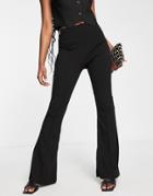 River Island Strappy Detailed Flared Pants In Black