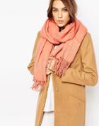 Liquorish Oversized Pinstripe Scarf - Pink