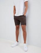 Asos Design Slim Chino Shorts In Dark Brown - Brown