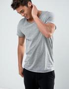 Jack & Jones Originals Long Line T-shirt With Scoop Neck And Raw Hem - Gray