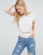 Vero Moda Crinkla Short Sleeve Top In White - Snow White