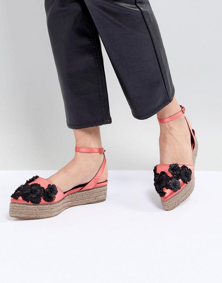 Asos Design Jacuzzi Premium Pointed Espadrille Flatforms - Orange