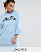 Ellesse Oversized T-shirt With Frill Sleeves And Logo - Blue