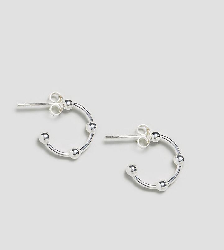 Asos Sterling Silver Stud Station Hoop Earrings - Silver