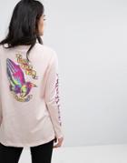 Santa Cruz Long Sleeve T-shirt With Hands Back Print - Pink
