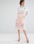 E.f.l.a Midi Skirt With Peplum Hem - Pink