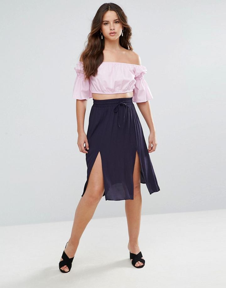 Louche Tamiko Midi Skirt - Navy