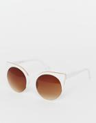 Jeepers Peepers Metal Tip Round Sunglasses - White