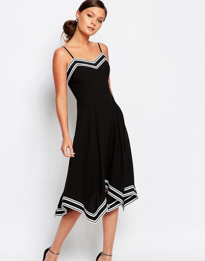 Ted Baker Kahmen Strappy Midi Dress In Mono - Black