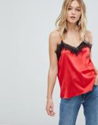 Oeuvre Lace Detail Cami Top - Red