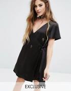 Reclaimed Vintage X Romeo And Juliet Wrap Dress With Pendants - Black