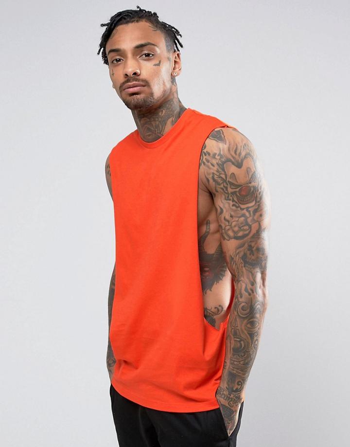 Asos Tank With Extreme Dropped Armhole In Orange - Orange