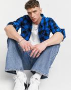 Criminal Damage Jack Checked Shirt In Blue And Black-blues