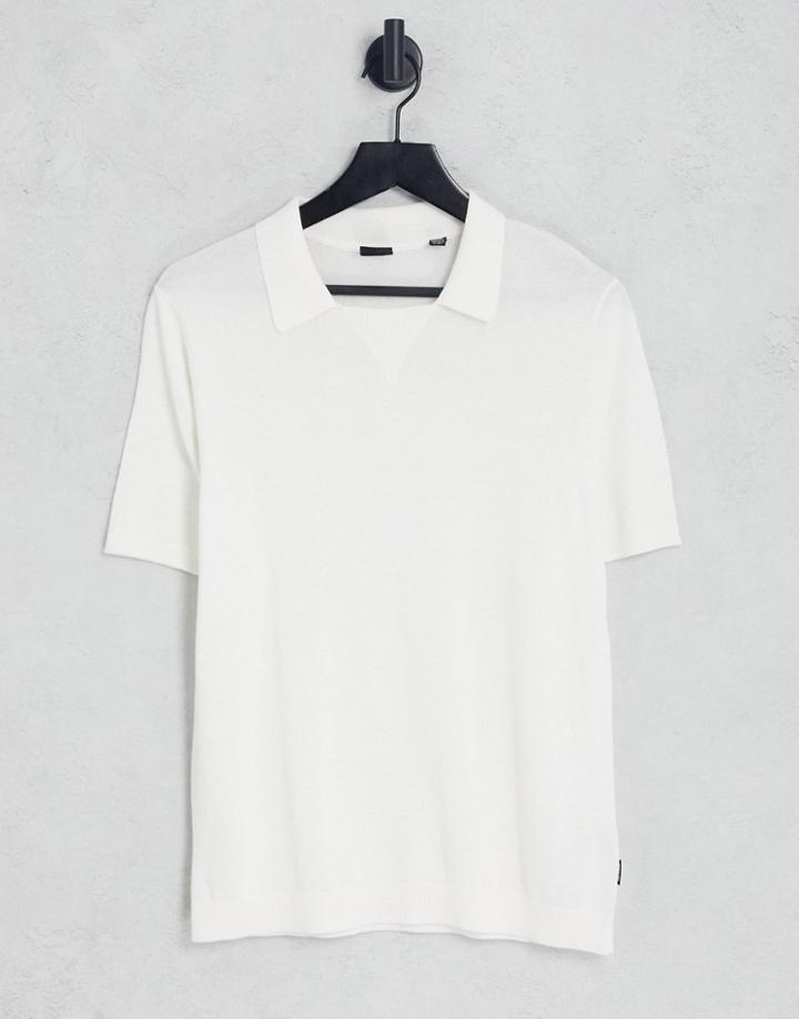 Only & Sons Knit Camp Collar Polo In White