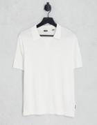 Only & Sons Knit Camp Collar Polo In White