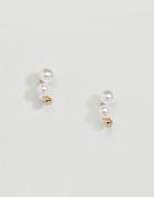 Pieces Filune Faux Pearl Earrings - Cream