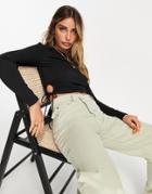 Vero Moda Frsh Ruched Side Long Sleeved Top In Black