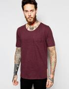 Nudie T-shirt Round Neck Pocket Melange - Plum